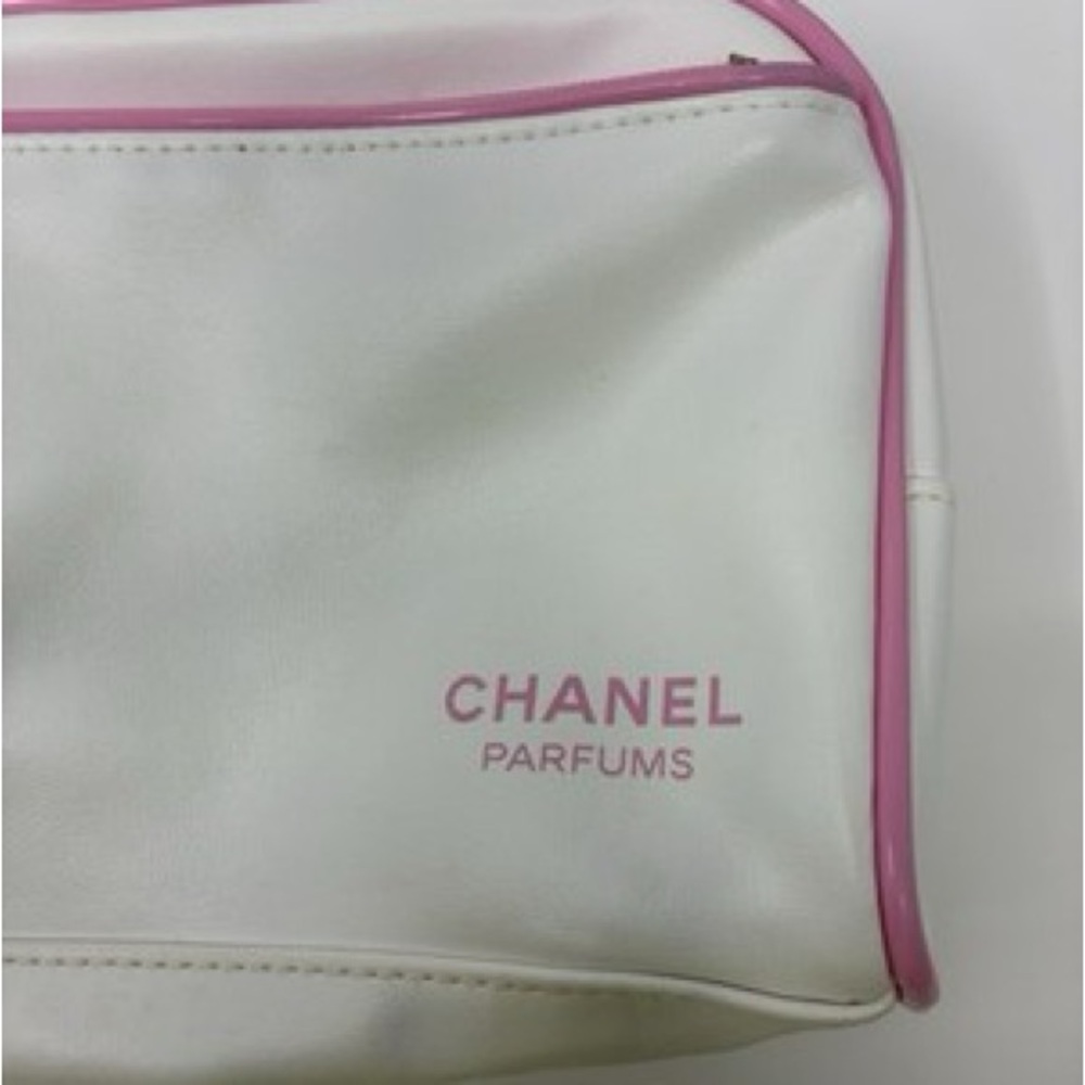 CHANEL Parfums White and Pink Cosmetic Bag
